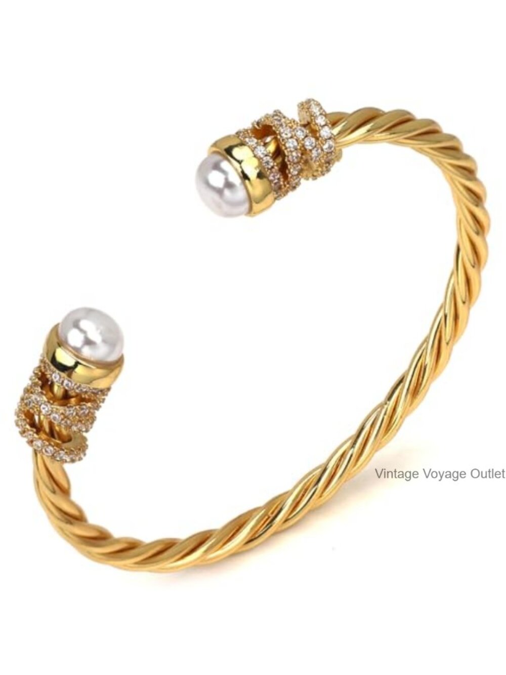 Cable Cuff Bracelet for Women Twisted Bangles Crystal Adjustable
